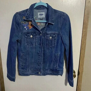 Womens/Girls Old Navy Denim Jacket W/ Beautiful Embroidery Work, Small
